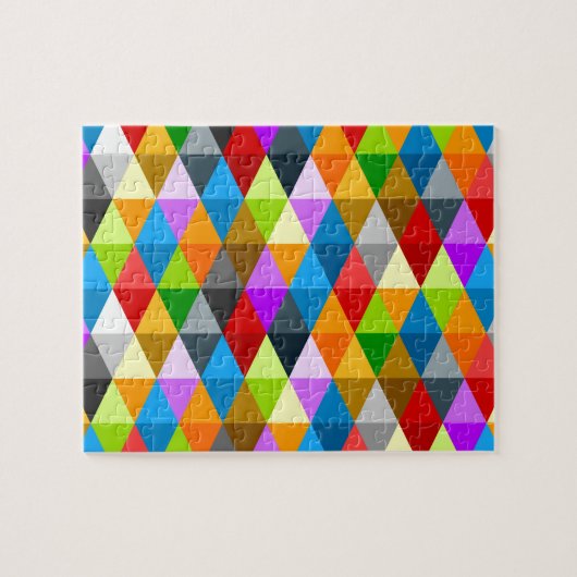 Modernes, hell funkelndes, buntes Dreiecksmuster Puzzle (Horizontal)