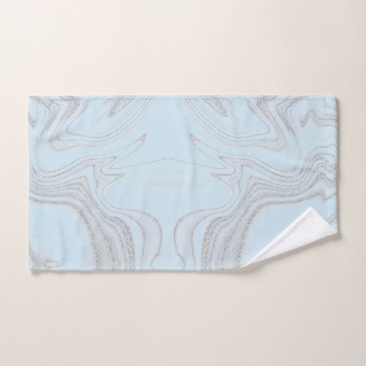 Modernes hellblau-graues abstraktes Marmormuster Badhandtuch Set (Handtuch)