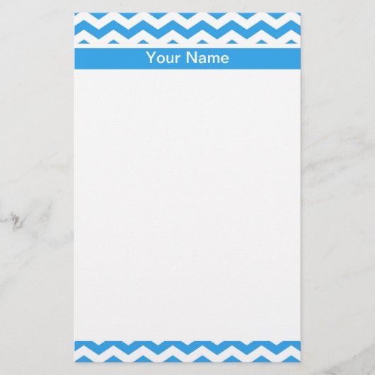 Modernes, hellblau Zickzack Zickzack-Muster Briefpapier (Vorderseite)