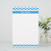 Modernes, hellblau Zickzack Zickzack-Muster Briefpapier (Stehend Vorderseite)