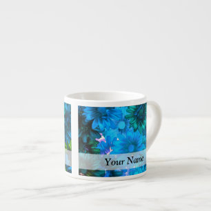 Modernes hellblaues Blumenmuster Espressotasse