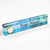 Modernes hellblaues Blumenmuster Namensplakette
