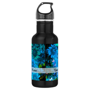 Modernes hellblaues Blumenmuster Trinkflasche