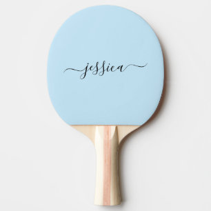 Modernes, hellblaues Skript Pingpongpaddel Tischtennis Schläger