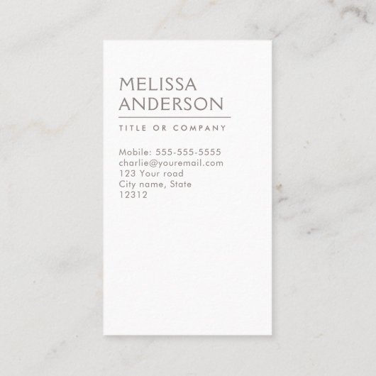 Modernes hellbraunes beige unbedeutendes visitenkarte (Rückseite)