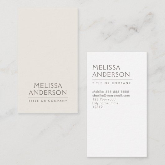 Modernes hellbraunes beige unbedeutendes visitenkarte (Vorne/Hinten)