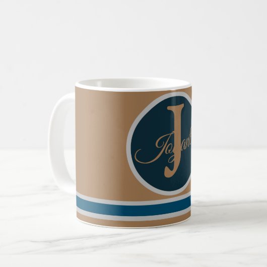 Modernes hellbraunes Monogramm Elegant Kaffeetasse (Vorderseite Links)