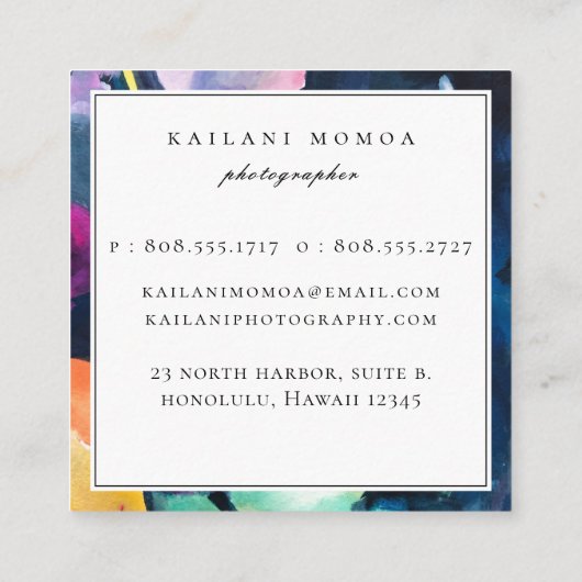 Modernes, helles, Abstrakt gestrichenes Muster Quadratische Visitenkarte (Rückseite)