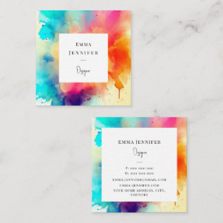 Modernes, helles, Abstrakt rosa gestrichenes Muste Quadratische Visitenkarte