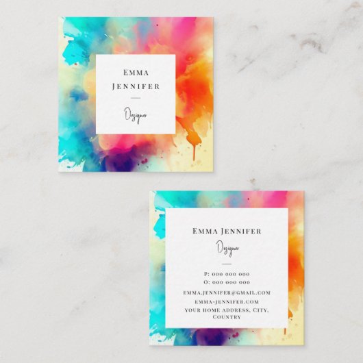 Modernes, helles, Abstrakt rosa gestrichenes Muste Quadratische Visitenkarte (Vorne/Hinten)