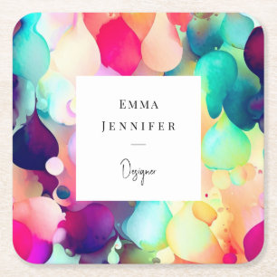 Modernes, helles, Abstrakt rosa gestrichenes Muste Rechteckiger Pappuntersetzer