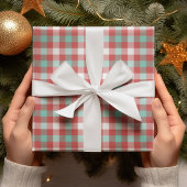 Modernes, helles, Aquamarines Kariertes Urlaubsges Geschenkpapier