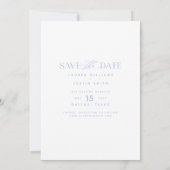Modernes, helles Blau und Weiß Foto Hochzeitssav Save The Date (Rückseite)