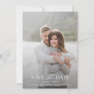 Modernes, helles Blau und Weiß Foto Hochzeitssav Save The Date