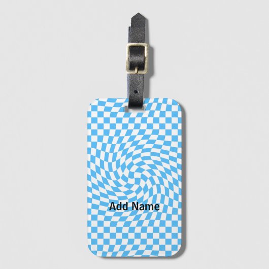 Modernes, helles Blau- und Weißes Chic-Muster Gepäckanhänger (Vorderseite Vertikal)