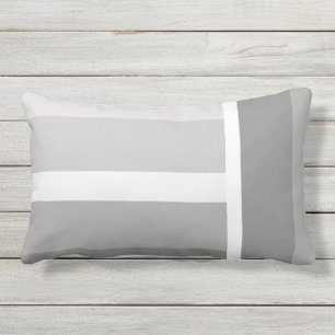 Modernes helles dunkelgraues weißes Streifenmuster Kissen Für Draußen