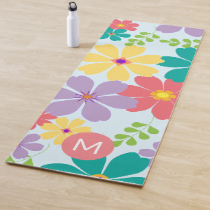 Modernes, helles, fröhliches Muster für die Blume  Yogamatte