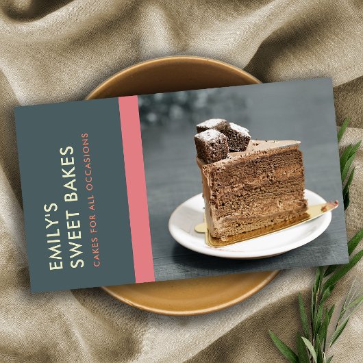 MODERNES, HELLES FUN PINK GRAU BLAU BAKERY KOCH FO VISITENKARTE