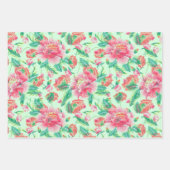 Modernes, helles Girl-Pink-Blume-Muster Geschenkpapier Set (Vorderseite 3)