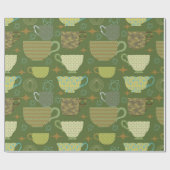 Modernes, helles grünes Teakup aus dem Mittelalter Geschenkpapier (Flach)