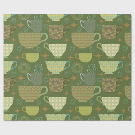 Modernes, helles grünes Teakup aus dem Mittelalter Geschenkpapier (Flach)