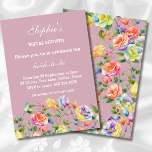 Modernes, helles Lilac Pink Roses Brautparty Einladung