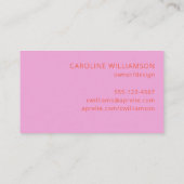 Modernes, helles Orange Pink Kreativ Beruflich Visitenkarte (Rückseite)