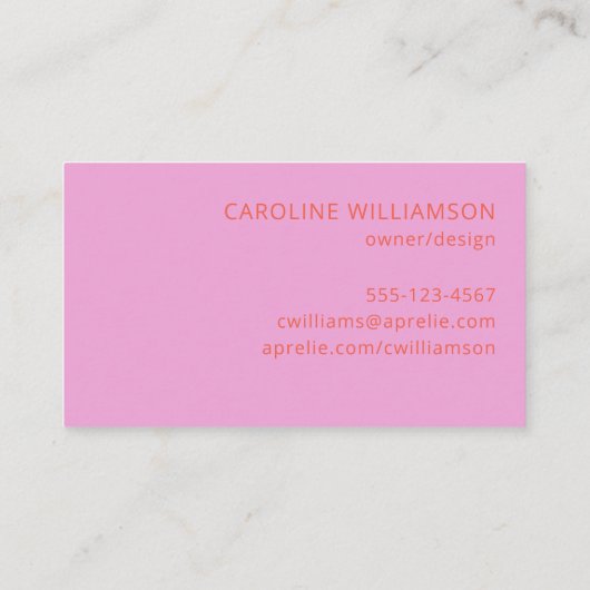Modernes, helles Orange Pink Kreativ Beruflich Visitenkarte (Rückseite)