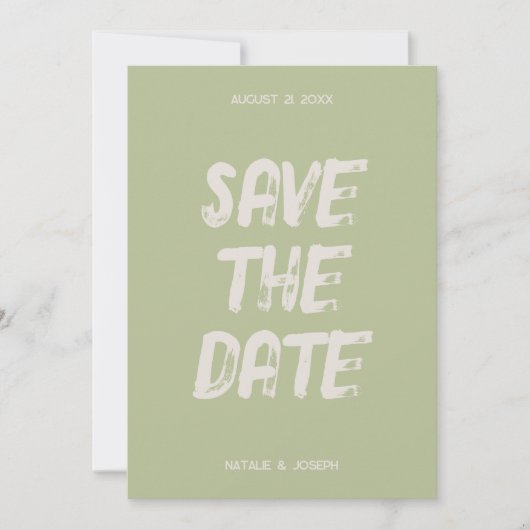 Modernes helles Retro Bold Brushstroke Boho Weddin Save The Date (Vorderseite)