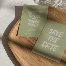 Modernes helles Retro Bold Brushstroke Boho Weddin Save The Date
