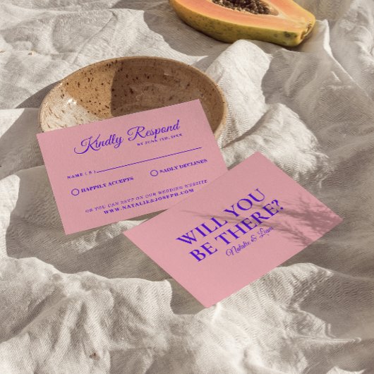 Modernes, helles Retro Gezeichnet Funky Wedding RSVP Karte