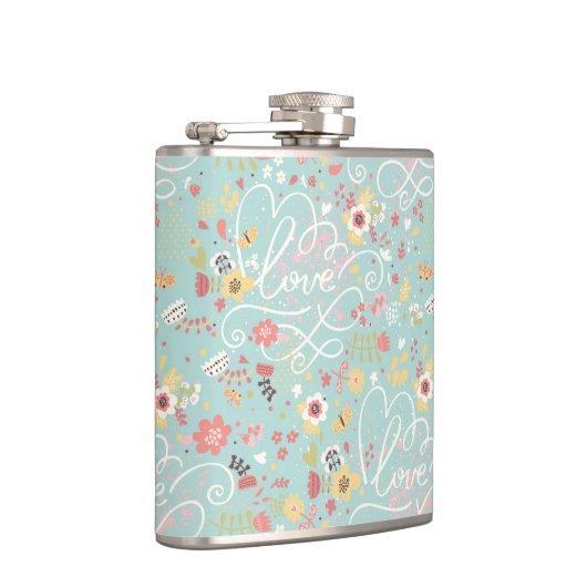 Modernes helles romantisches Muster Flachmann (Rechts)