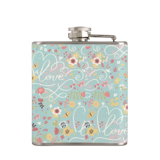 Modernes helles romantisches Muster Flachmann (Rückseite)