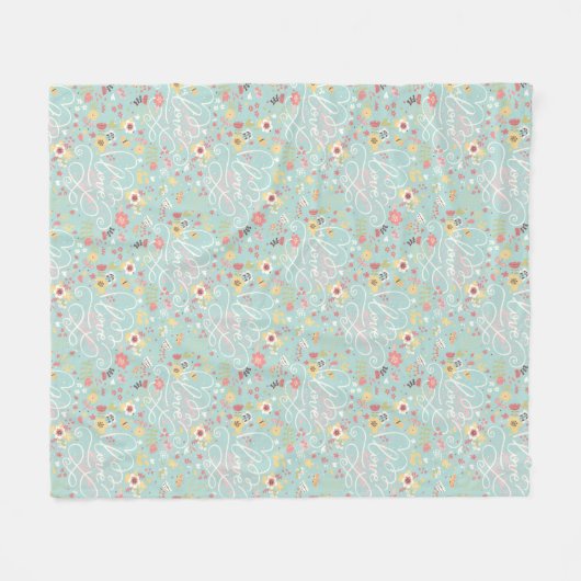 Modernes helles romantisches Muster Fleecedecke (Vorderseite (Horizontal))