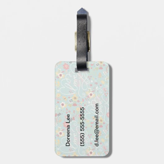 Modernes helles romantisches Muster Gepäckanhänger (Rückseite vertikal)