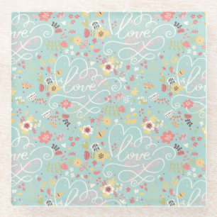 Modernes helles romantisches Muster Glasuntersetzer