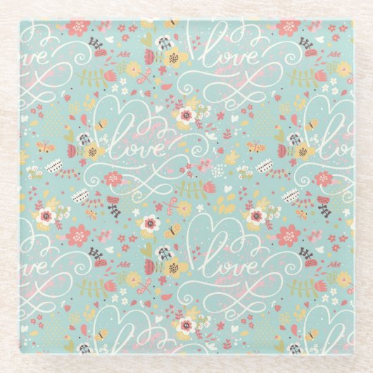 Modernes helles romantisches Muster Glasuntersetzer (Vorderseite)