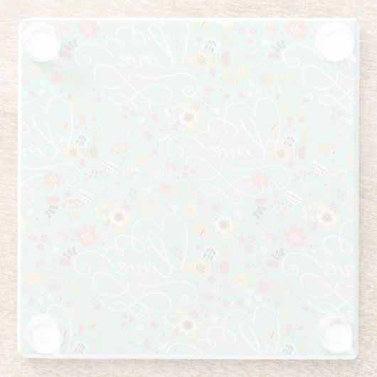 Modernes helles romantisches Muster Glasuntersetzer (Rückseite)