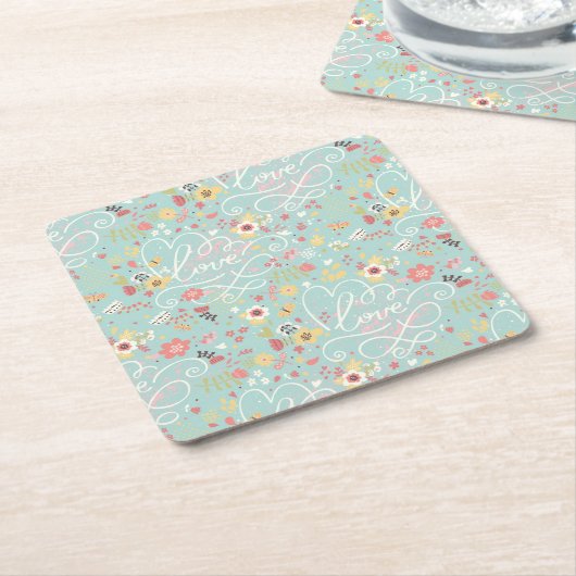 Modernes helles romantisches Muster Rechteckiger Pappuntersetzer (angewinkelt)