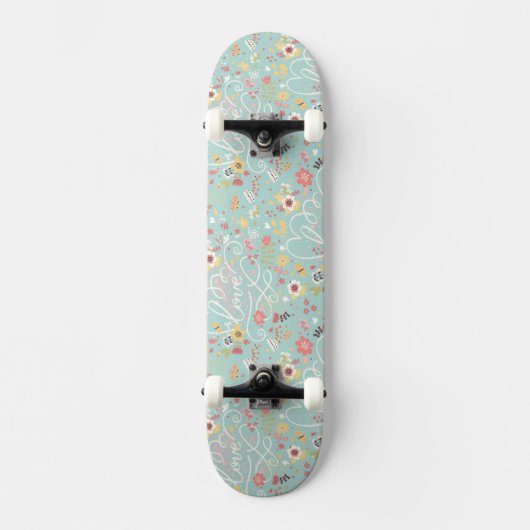 Modernes helles romantisches Muster Skateboard (Vorderseite)