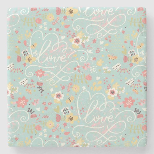 Modernes helles romantisches Muster Steinuntersetzer (Vorderseite)