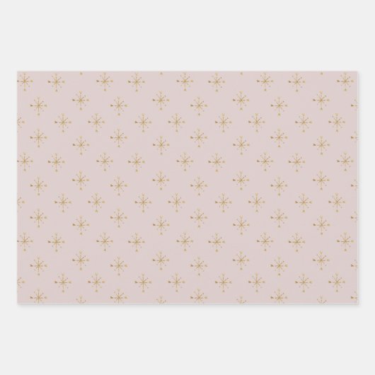 Modernes, helles Rosa | Gold Star Geschenkpapier Set (Vorderseite 2)