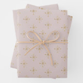 Modernes, helles Rosa | Gold Star Geschenkpapier Set (Beispiel)
