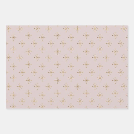 Modernes, helles Rosa | Gold Star Geschenkpapier Set (Vorderseite)