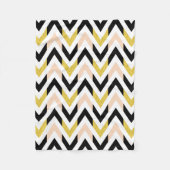 Modernes, helles Rosa, Gold, Weiß, Schwarzes Muste Fleecedecke (Vorderseite)