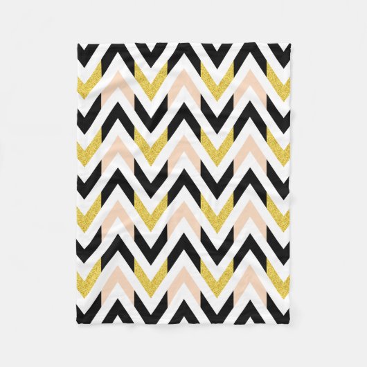 Modernes, helles Rosa, Gold, Weiß, Schwarzes Muste Fleecedecke (Vorderseite)