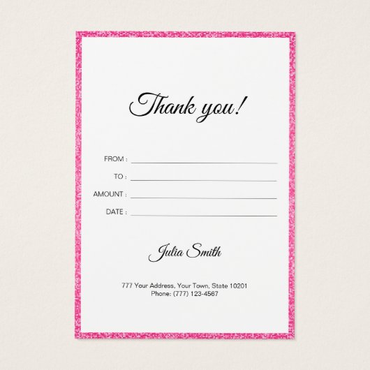 Modernes helles Rosa mit Glitzer-Effekt (Rückseite)