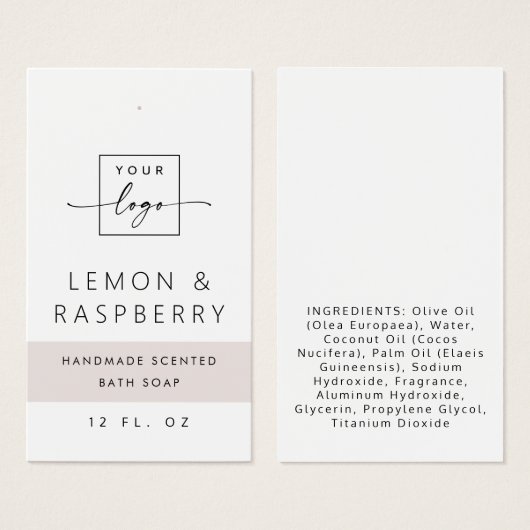 Modernes, helles Rose-Graublock-DIY-Produktetikett (Vorne & Hinten)