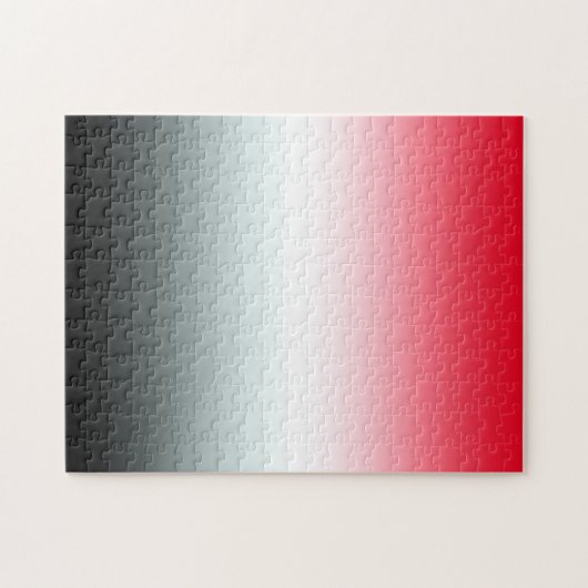 Modernes, helles Rot, Weiß und Schwarz Ombre Puzzle (Horizontal)