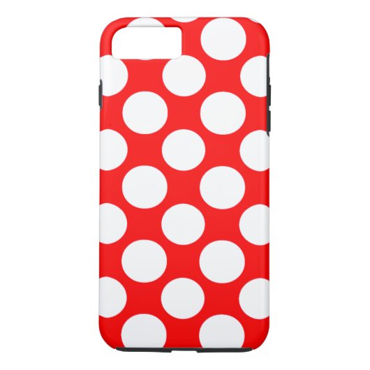 Modernes helles rotes weißes Tupfen-Muster Case-Mate iPhone Hülle (Rückseite)
